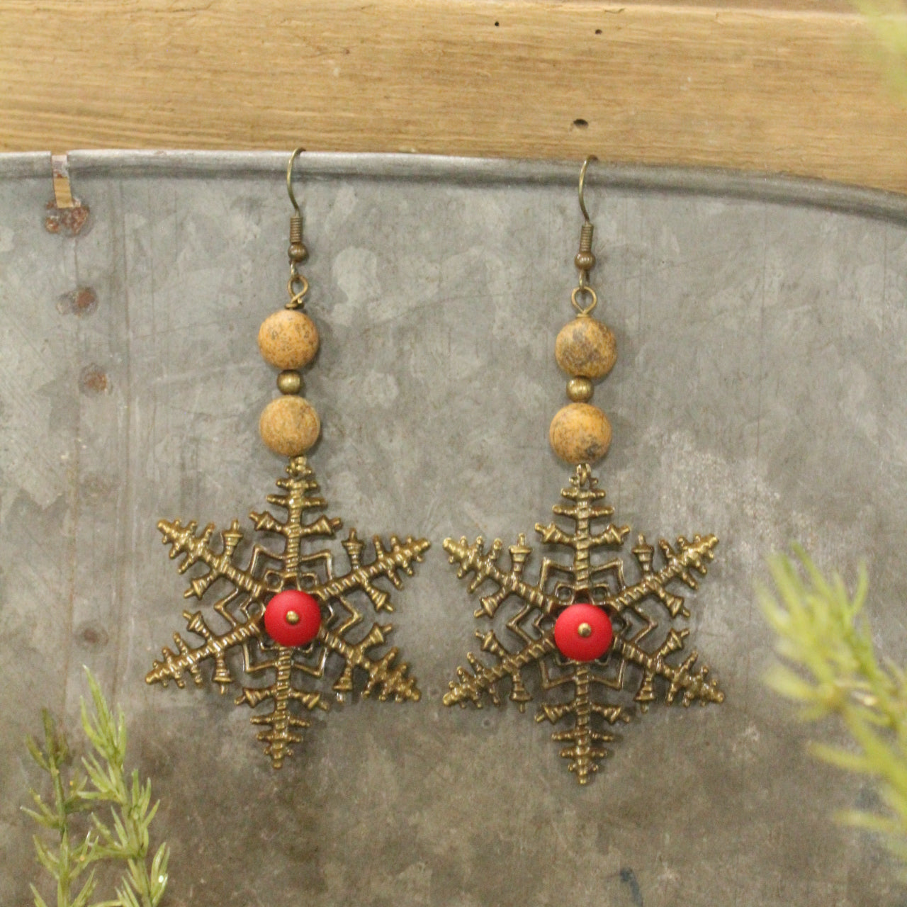 Filigree Snowflakes Bronze Dangle Earrings