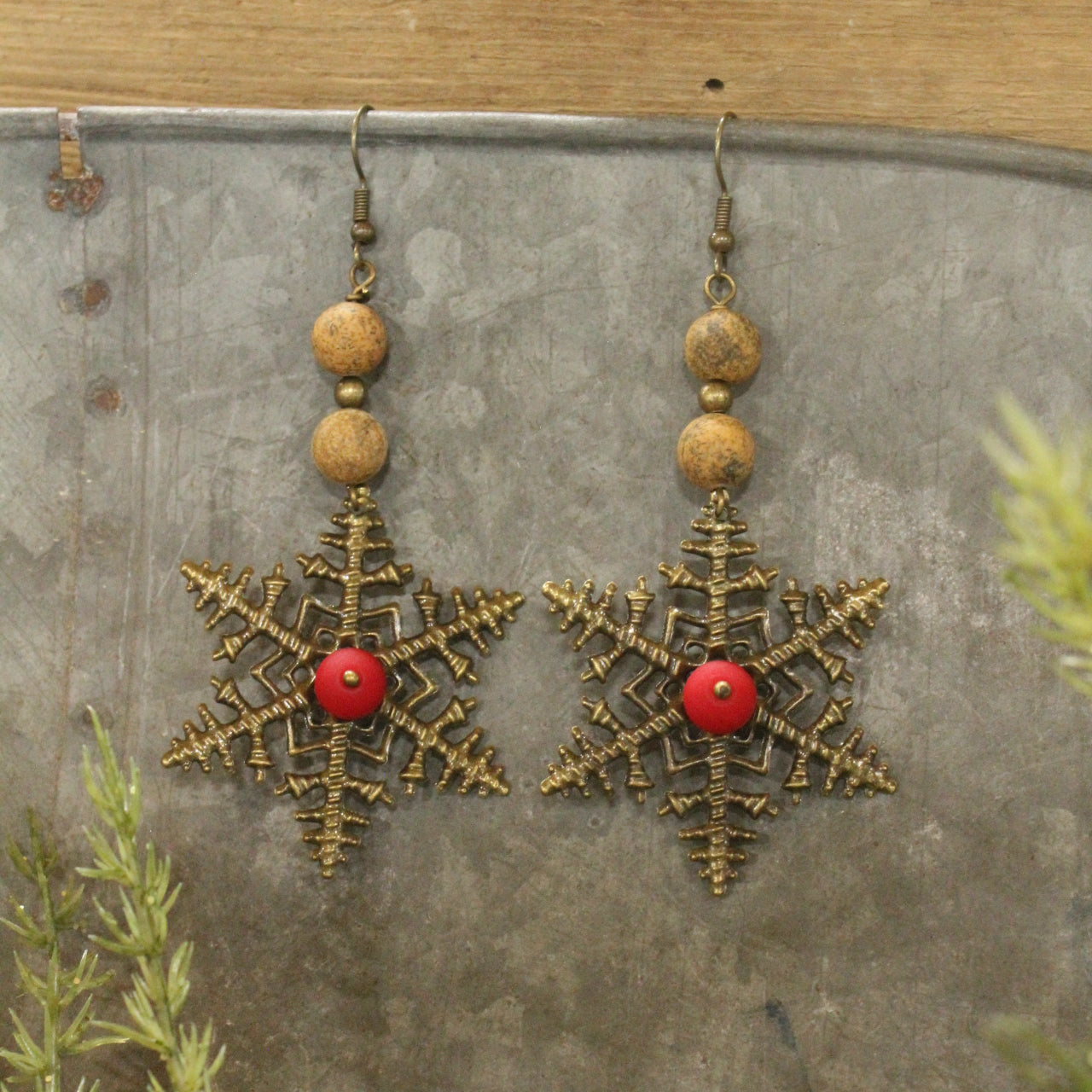 Filigree Snowflakes Bronze Dangle Earrings