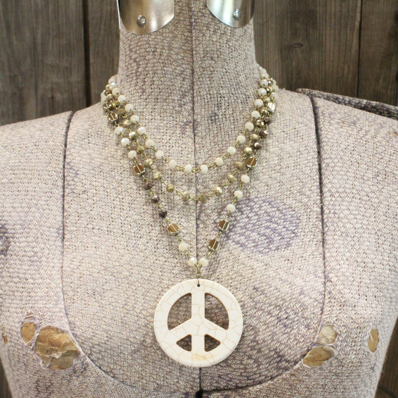 Bohemian Layered Ivory Peace Necklace
