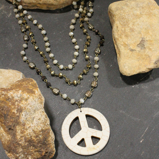 Bohemian Layered Ivory Peace Necklace