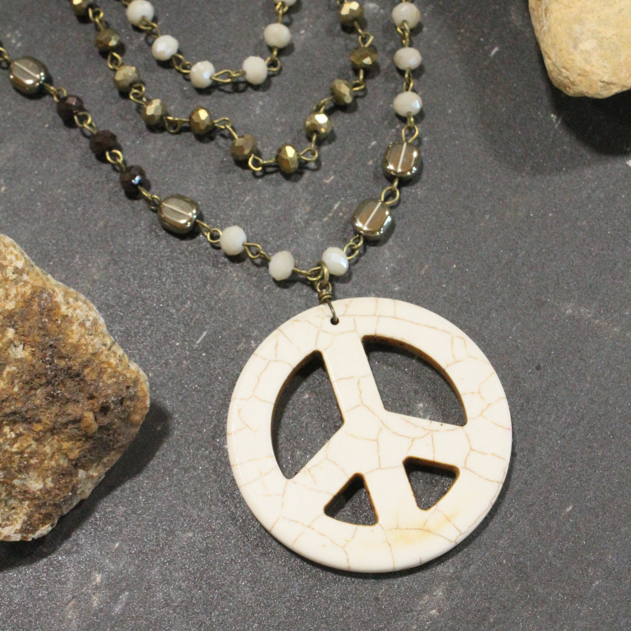 Bohemian Layered Ivory Peace Necklace
