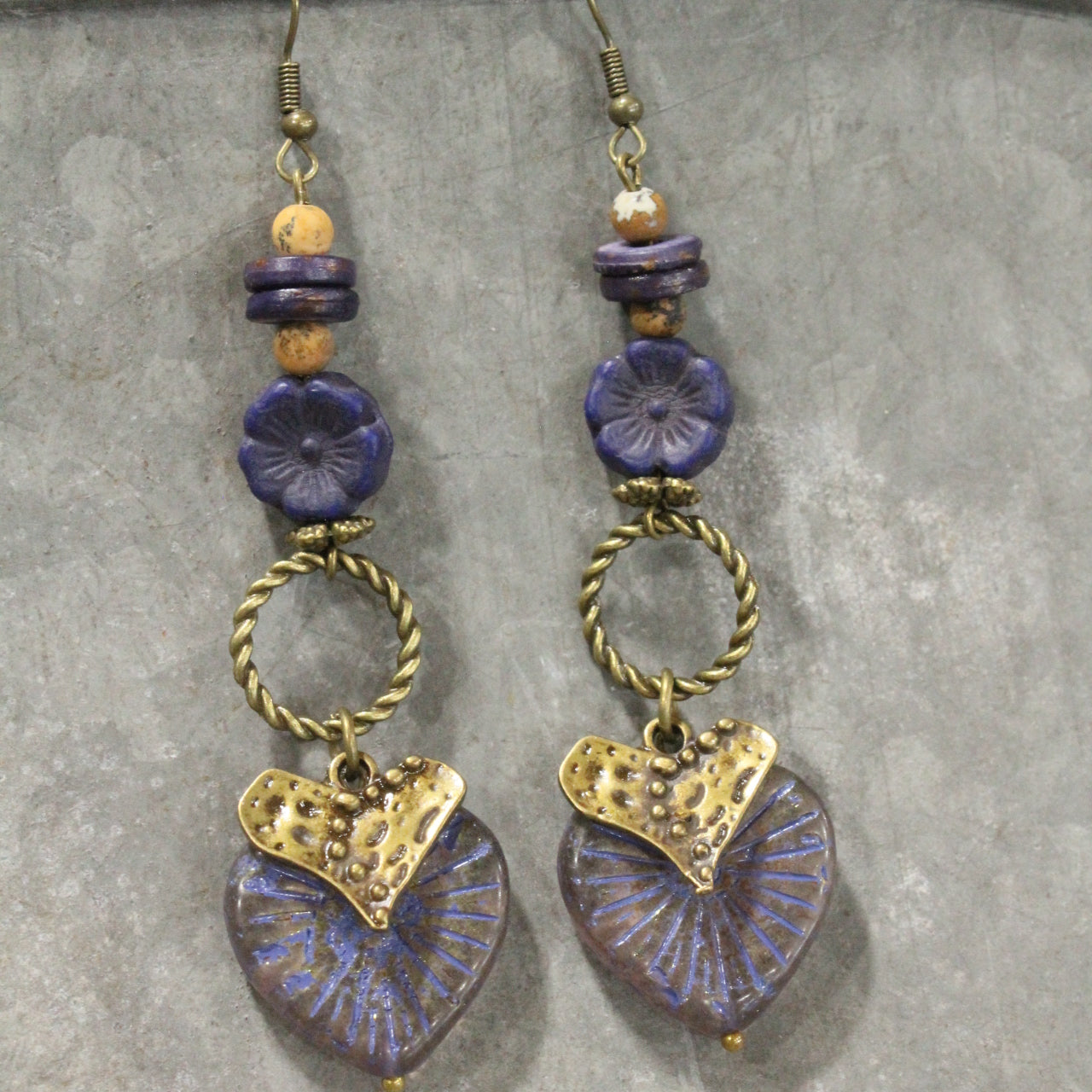 Purple Passion Heart Dangle Earrings