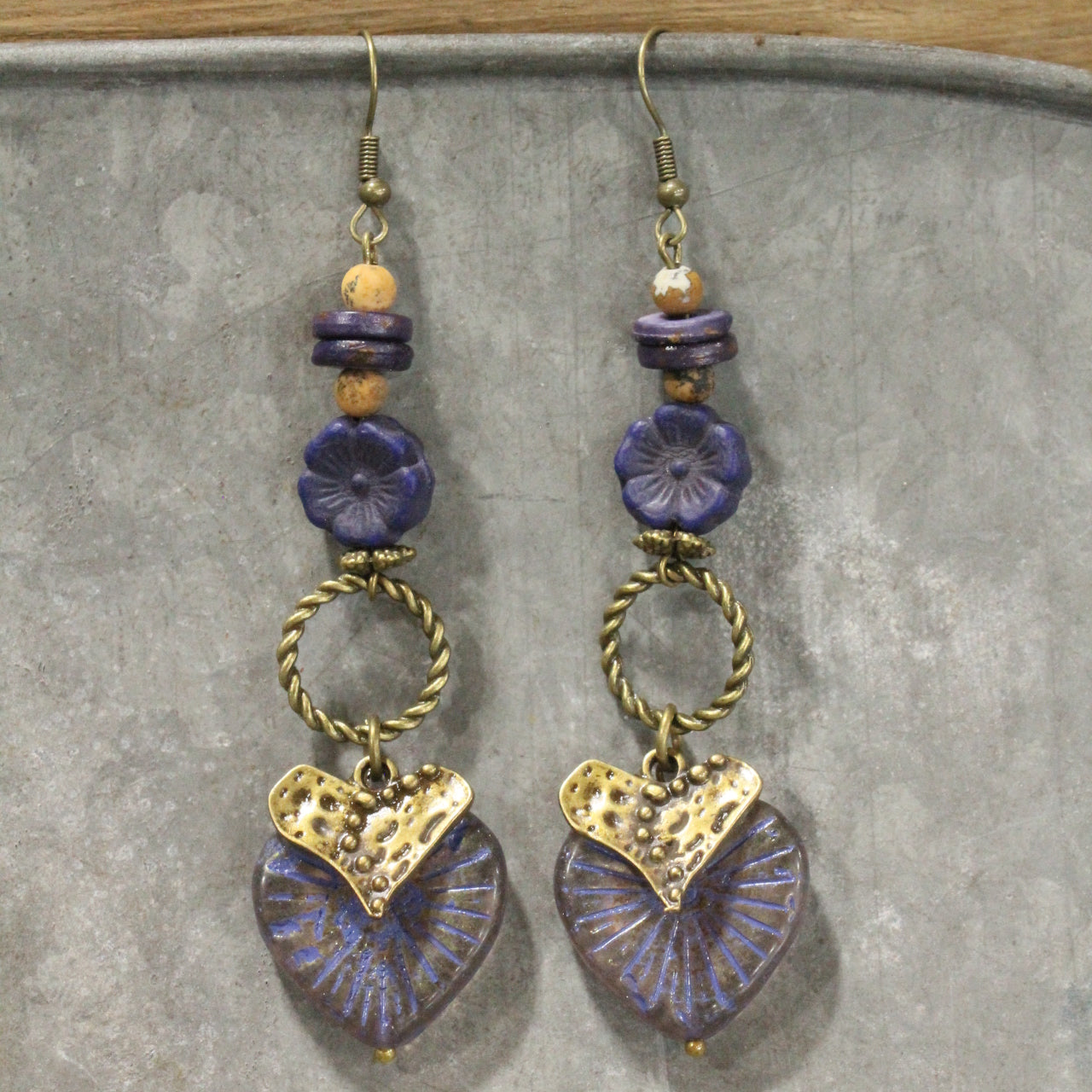 Purple Passion Heart Dangle Earrings