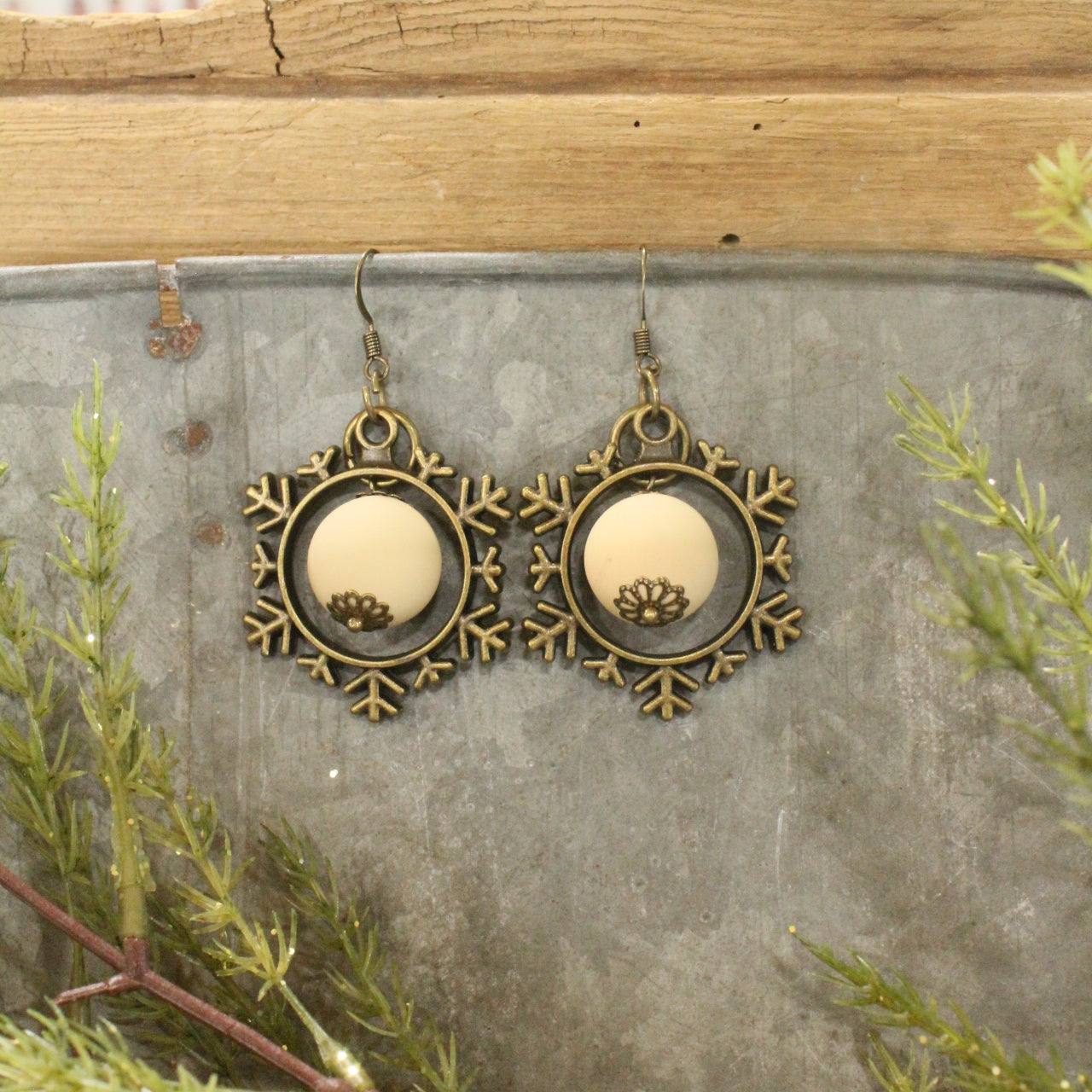 Just A Snowball Bronze Earrings