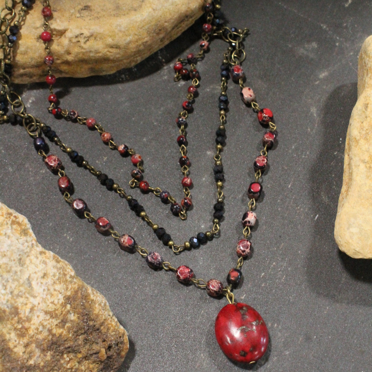 Bohemian Layered Berry Stone Necklace