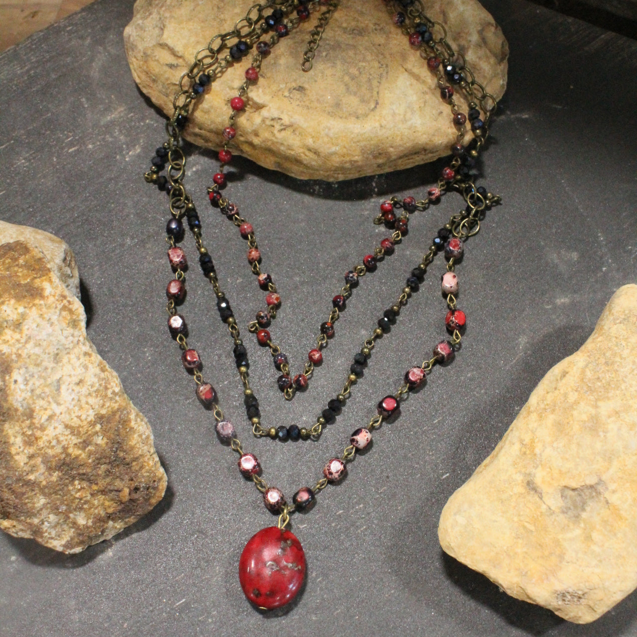 Bohemian Layered Berry Stone Necklace