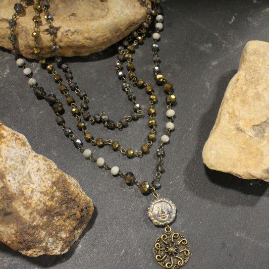 Bohemian Layered Midnight Moon Necklace