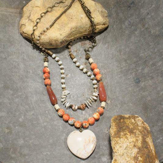 Just A Stones Throw Away Heart Layered Necklace