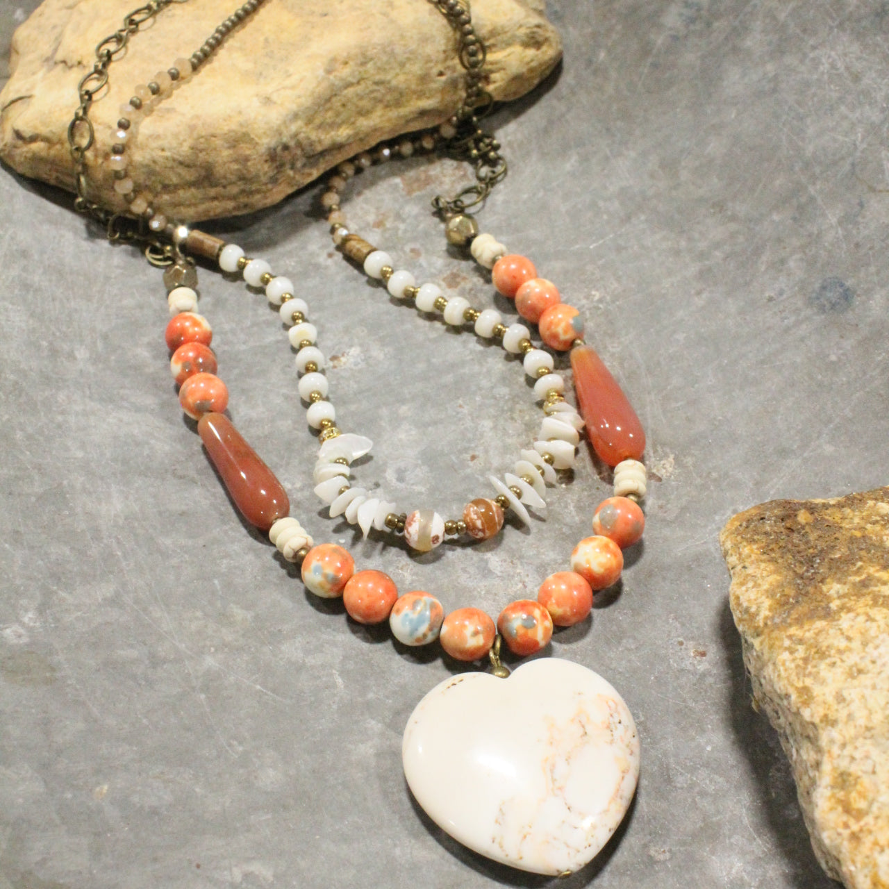 Just A Stones Throw Away Heart Layered Necklace