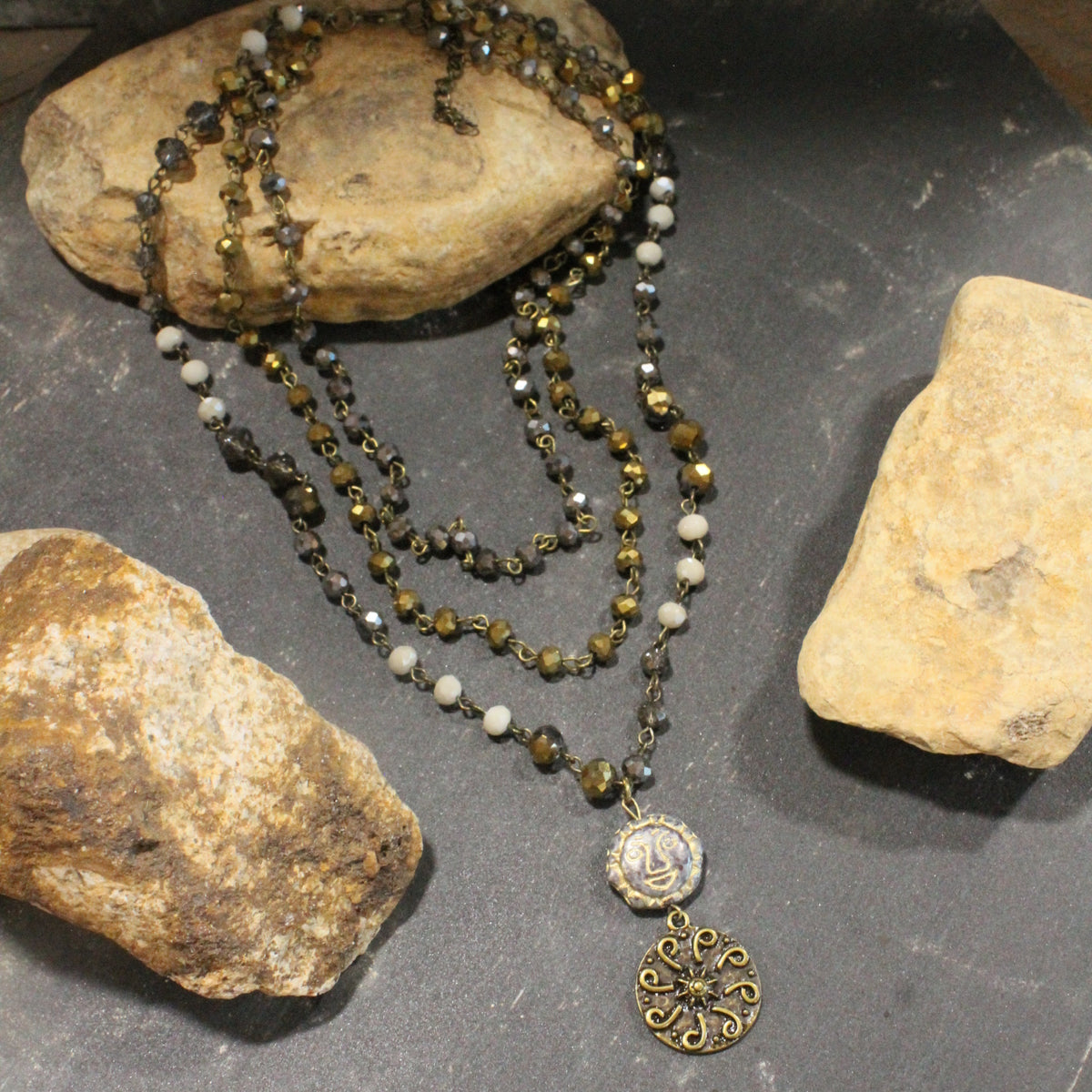 Bohemian Layered Midnight Moon Necklace