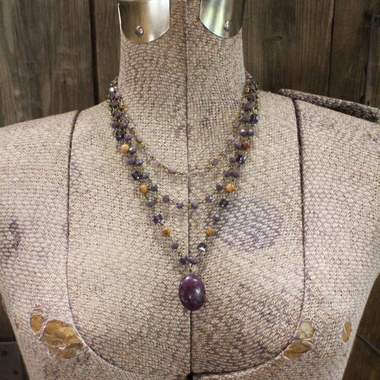 Bohemian Layered Purple Stone Necklace