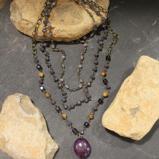 Bohemian Layered Purple Stone Necklace