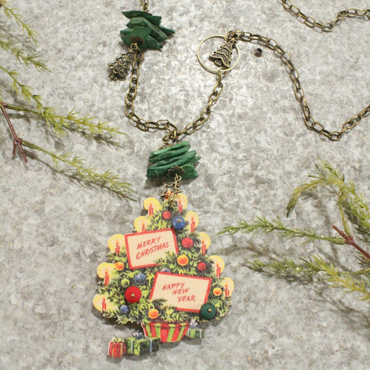 Oh Christmas Tree Vintage Pendant Necklace