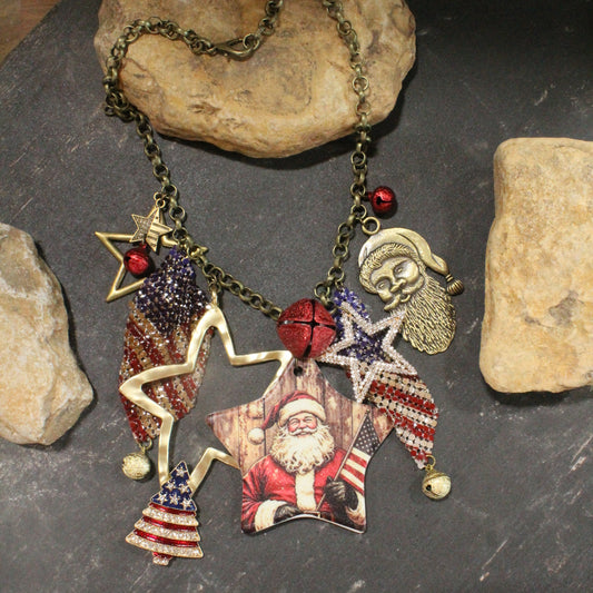Patriotic Santa Charm'd Necklace