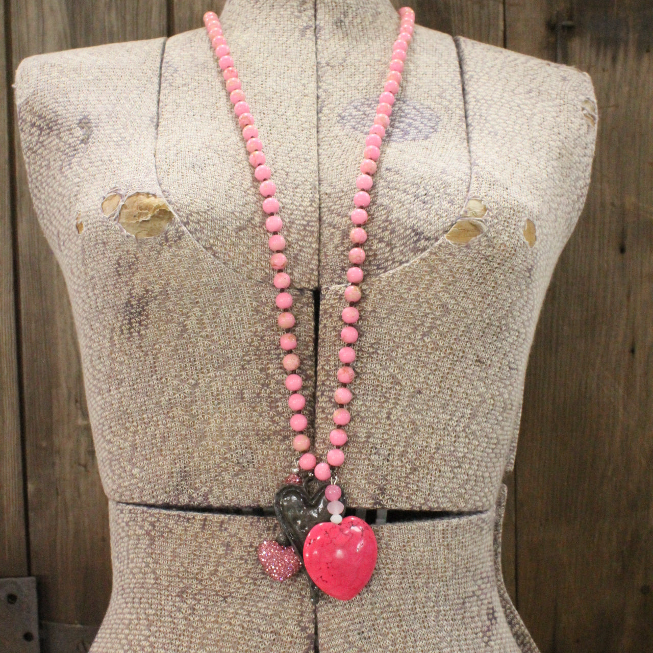 Pink & Blushing Heart Charm'd Necklace