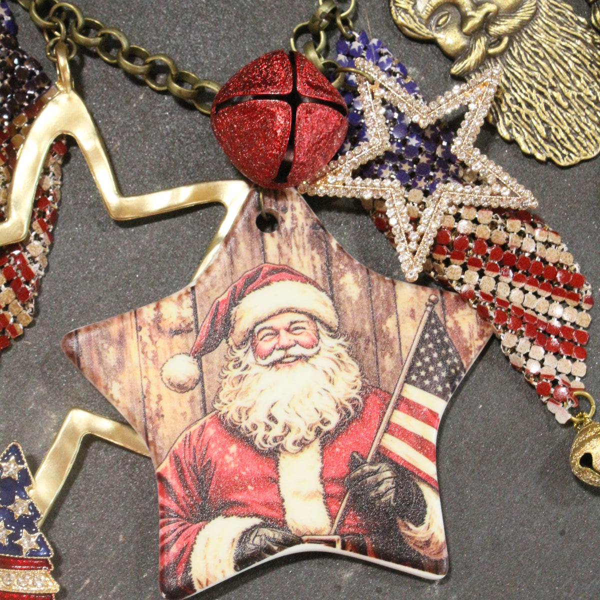 Patriotic Santa Charm'd Necklace