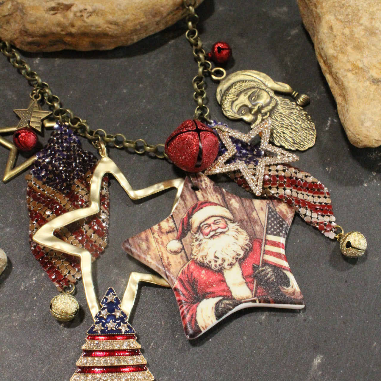 Patriotic Santa Charm'd Necklace