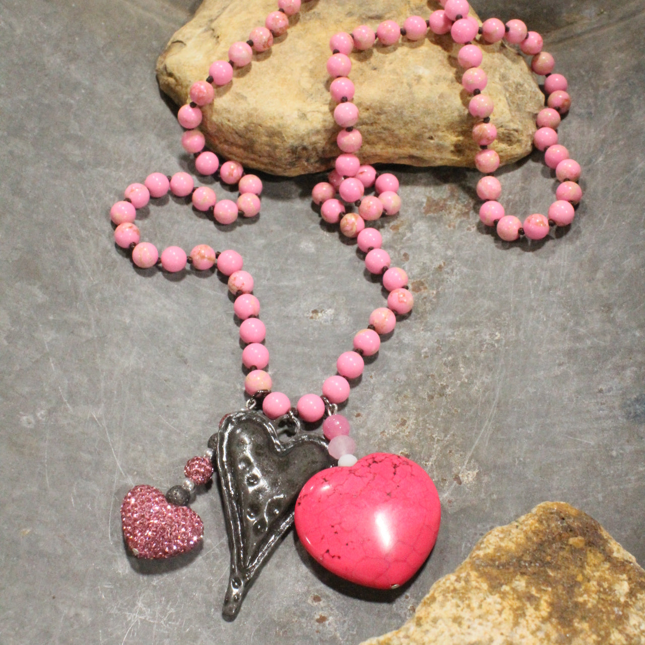 Pink & Blushing Heart Charm'd Necklace