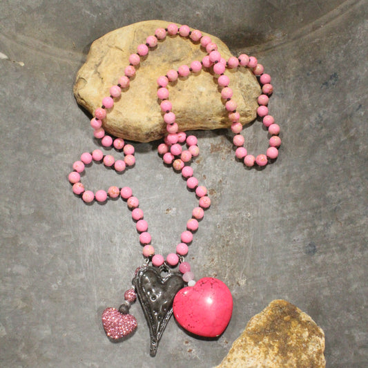 Pink & Blushing Heart Charm'd Necklace
