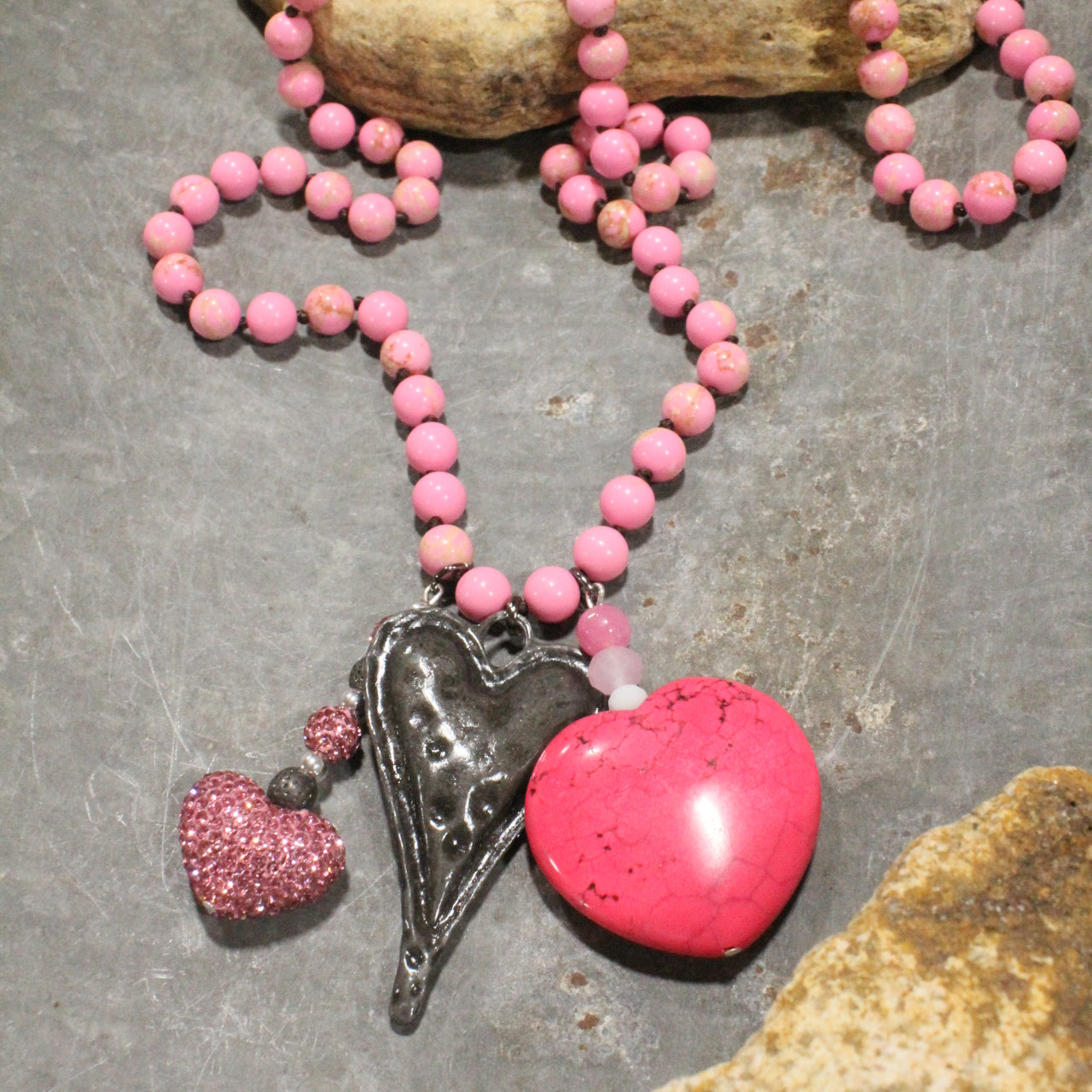 Pink & Blushing Heart Charm'd Necklace