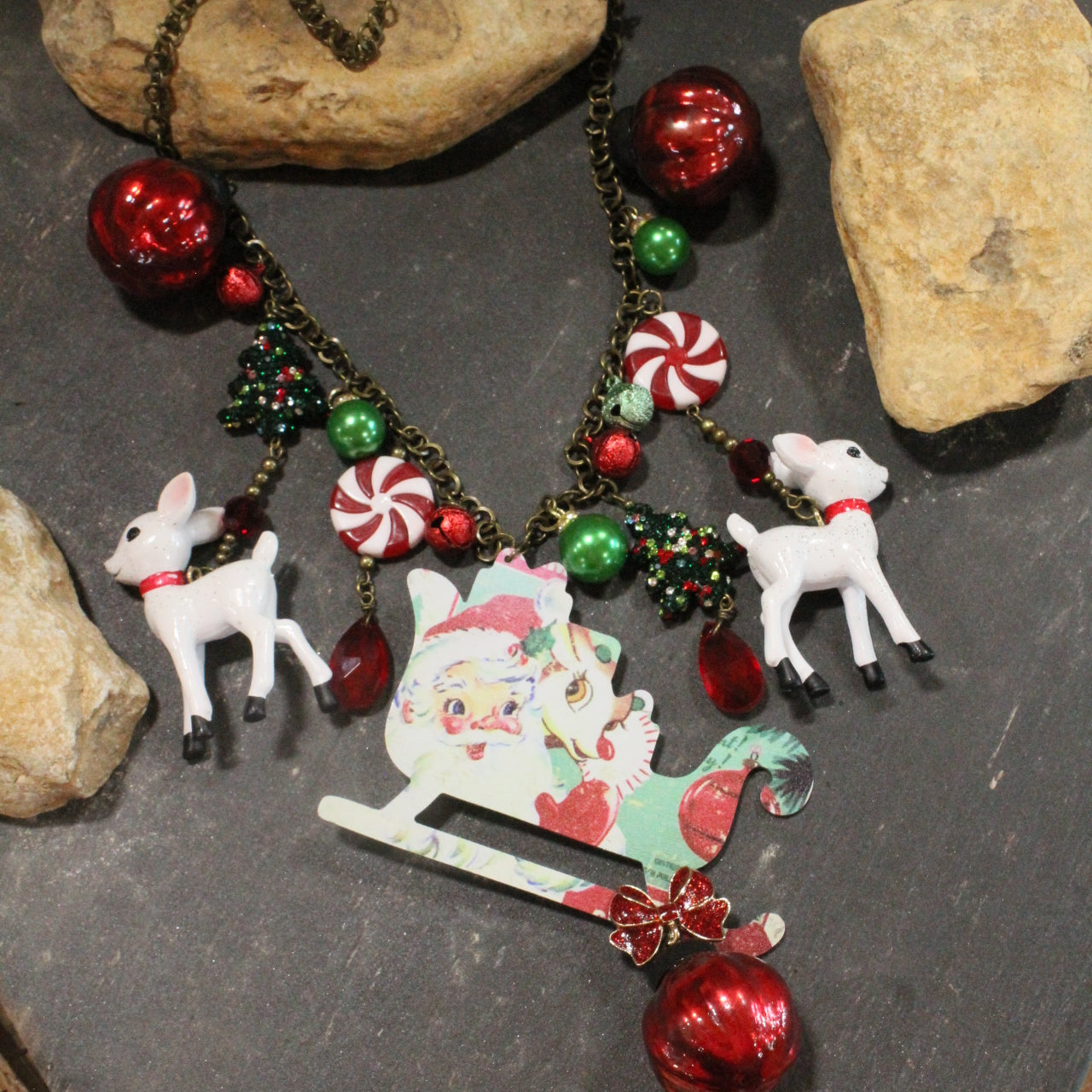 Sleigh Ride Santa Charm'd Necklace