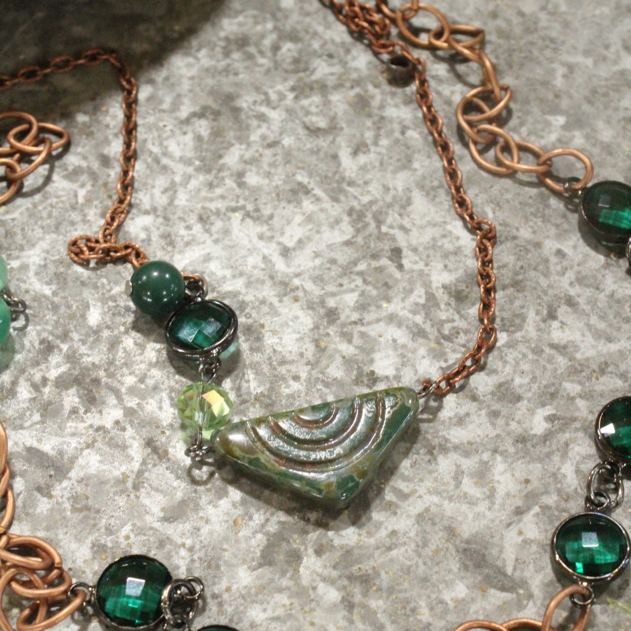 Copper & Green Czech Festive Holiday Layered Necklace