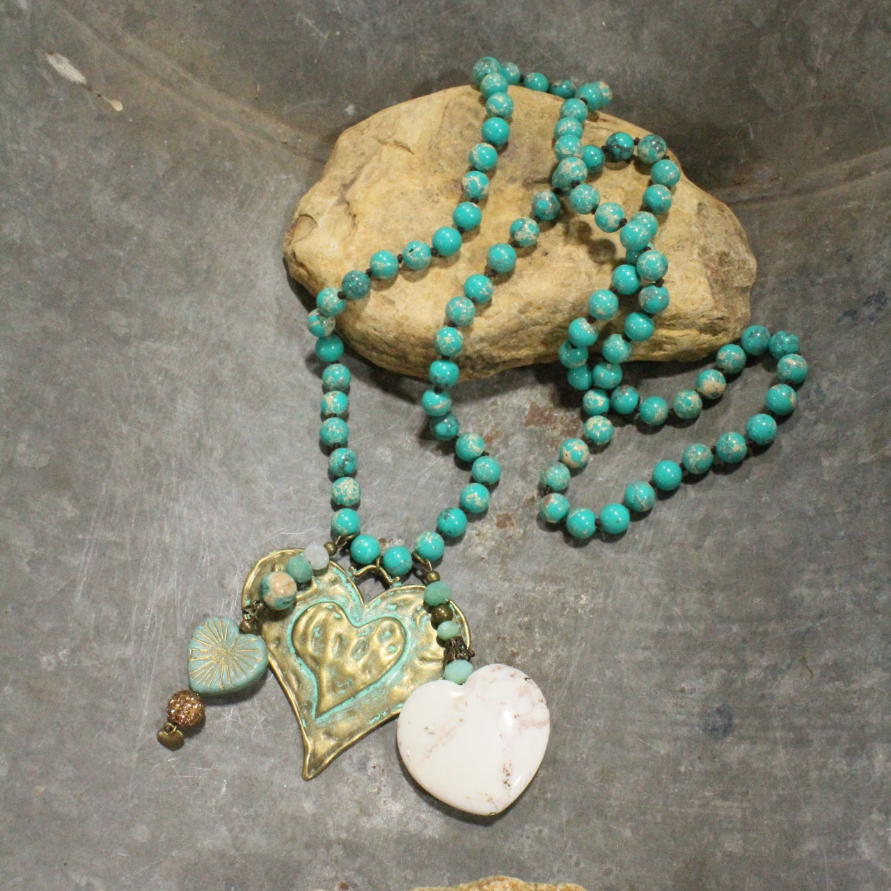 Longer The Better Jade Charm'd Heart Necklace