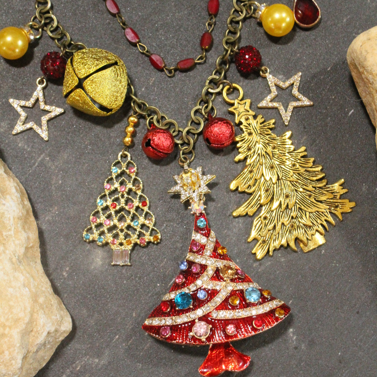 Golden Days Christmas Tree Layered Necklace