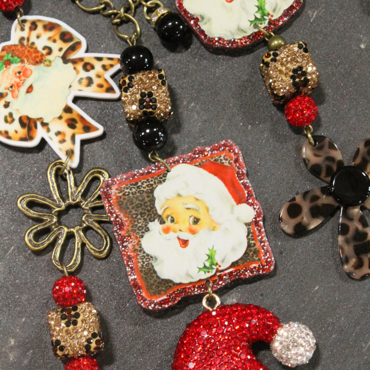 Sassy Leopard Santa Charm'd Necklace