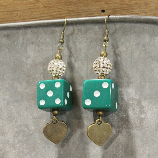 I Hit The Jack Pot With This Green Love Dangle Earrings