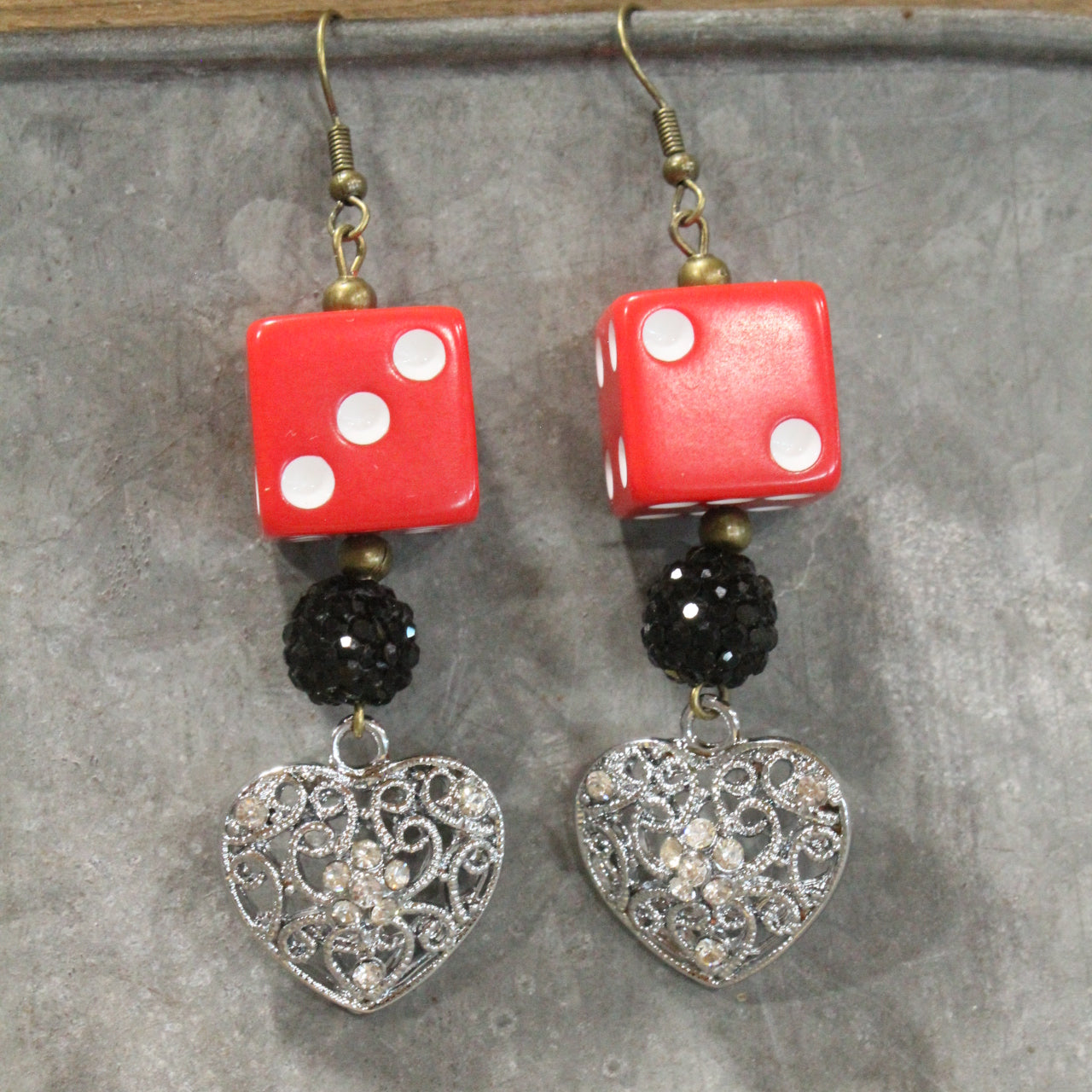 I Hit The Jack Pot With This Red Love Dangle Earrings