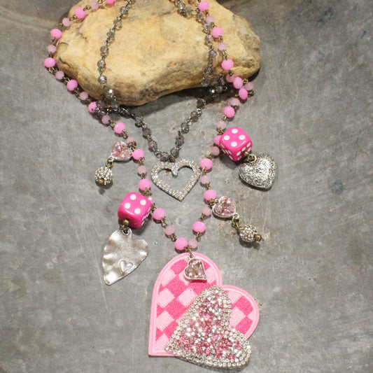 I Hit The Jack Pot With This Crazy Pop Of Pink Heart Charm'd Necklace