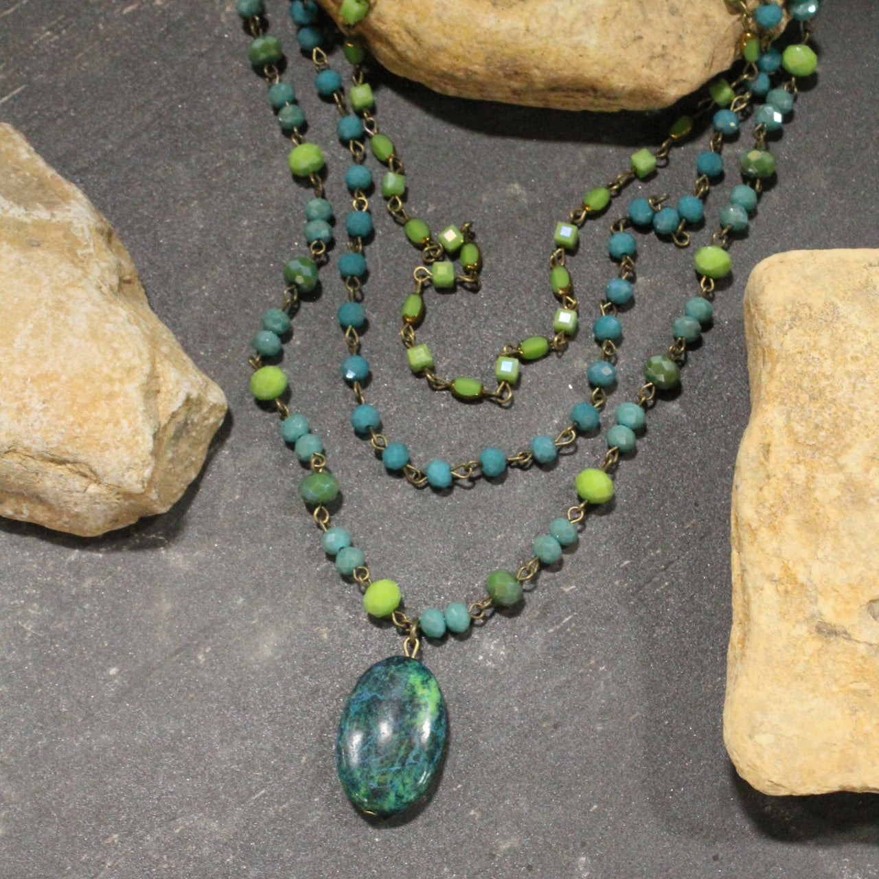 Bohemian Layered Water Fall Stone Necklace