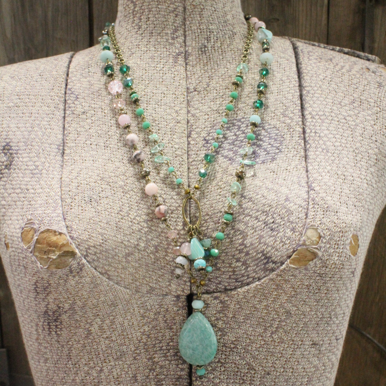 Bohemian Layered Charming Stone Drop Necklace