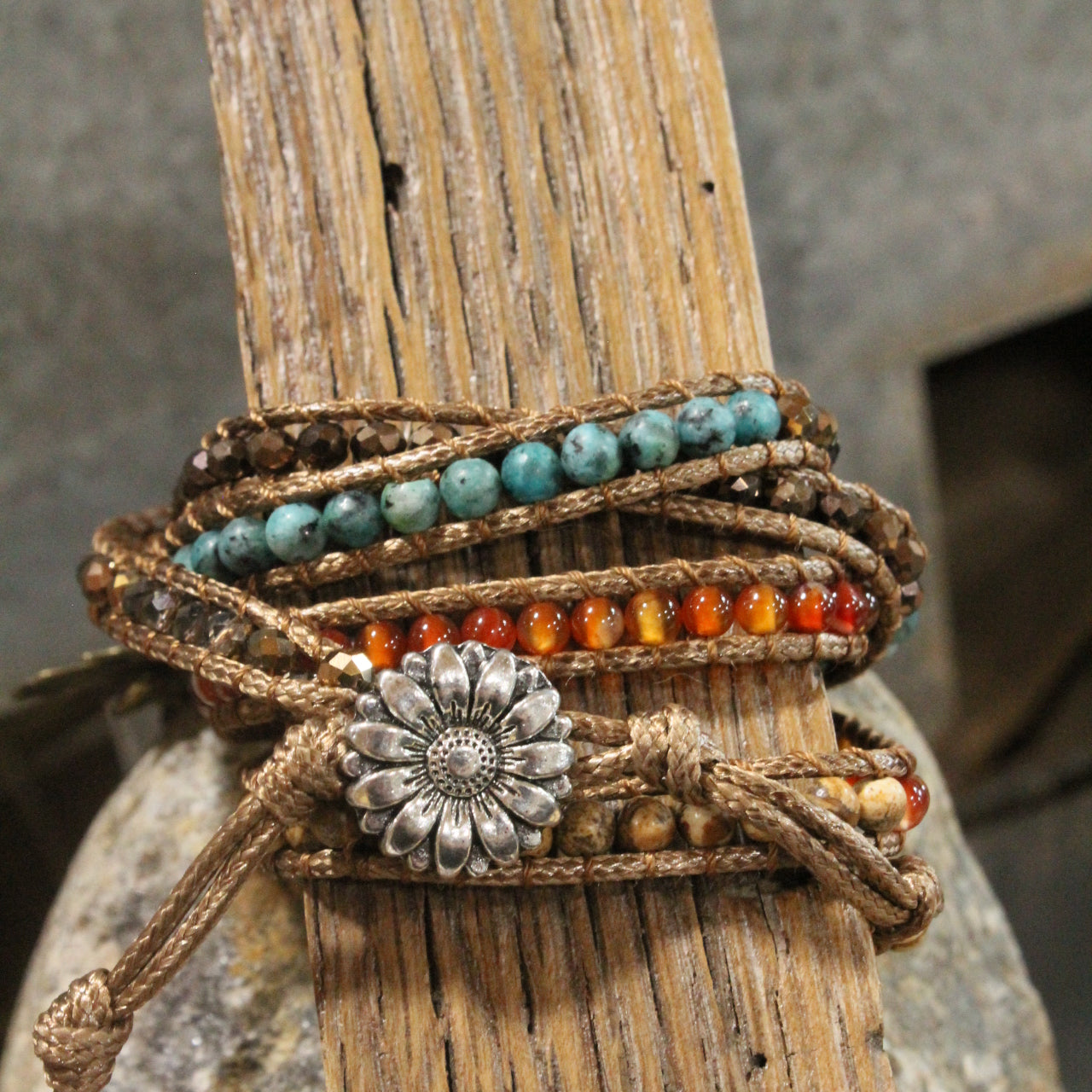Leaves Are Falling Leather Wrap Bracelet