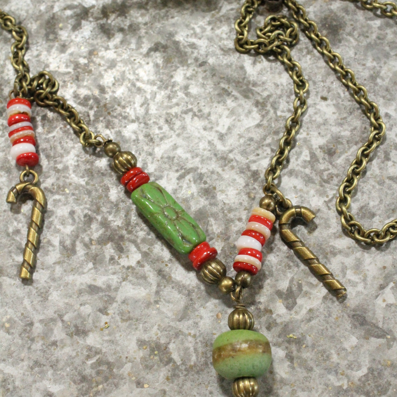 Snowman W/ His Candy Cane & Packages Charm Necklace