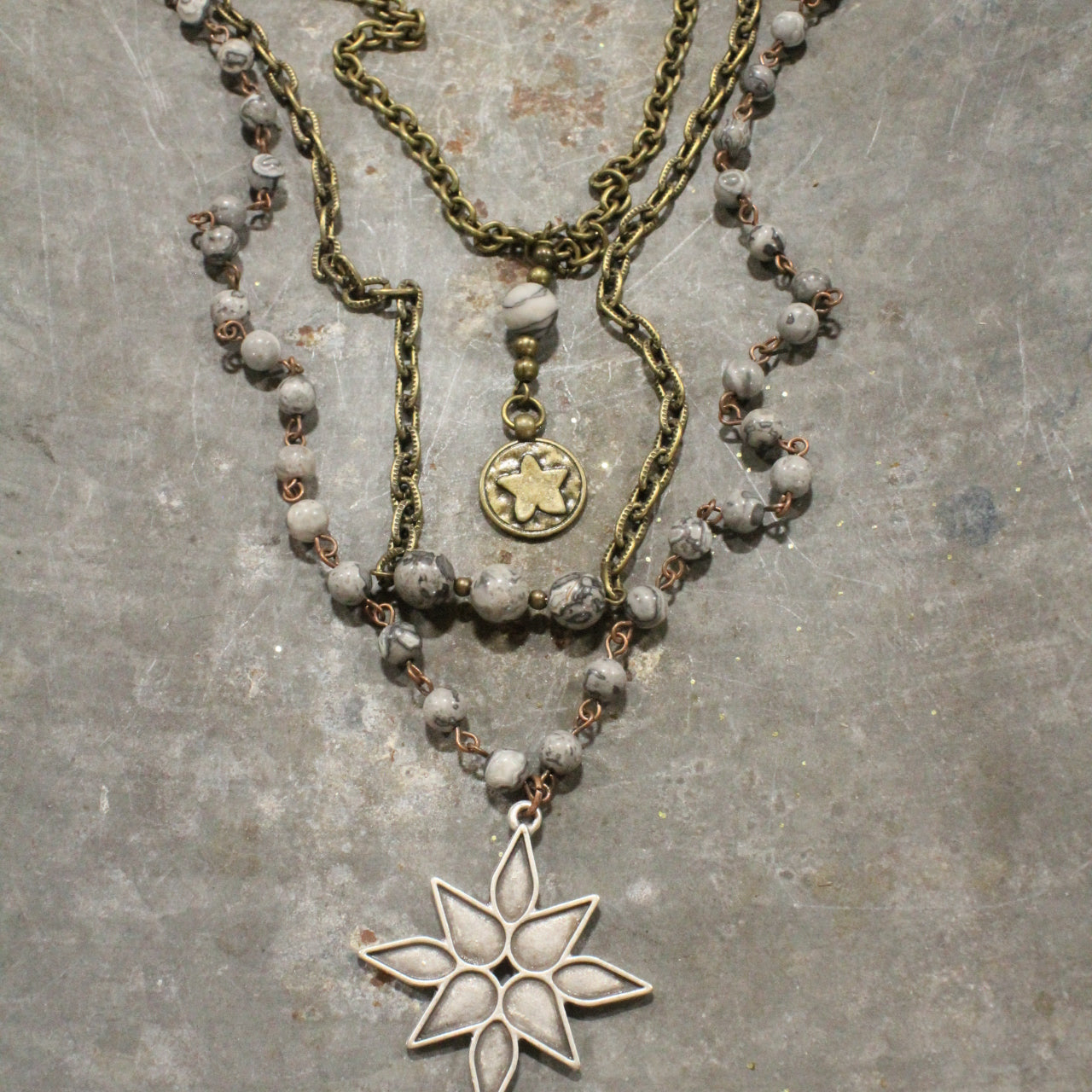 Mixed Metals Falling Stars Layered Necklace