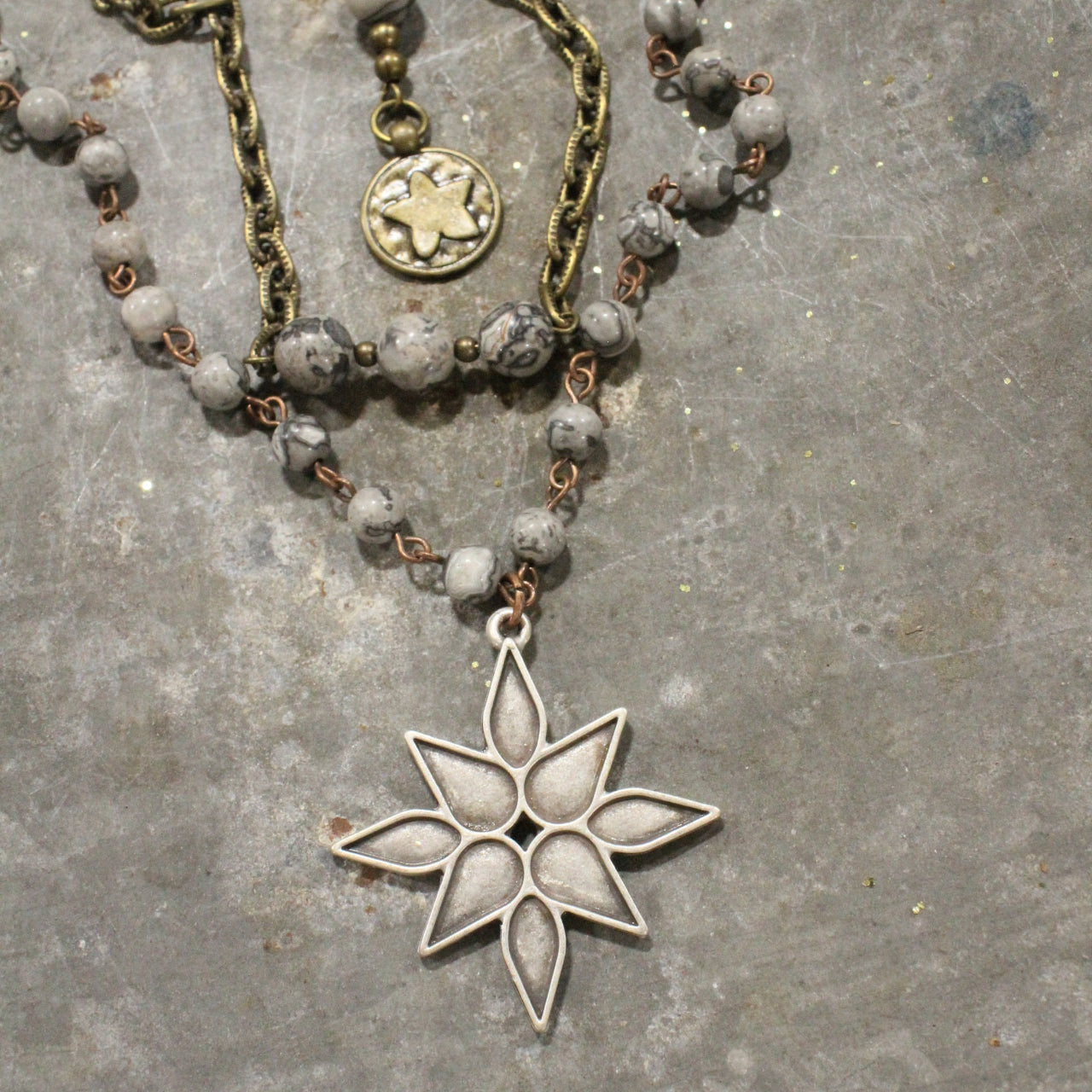 Mixed Metals Falling Stars Layered Necklace