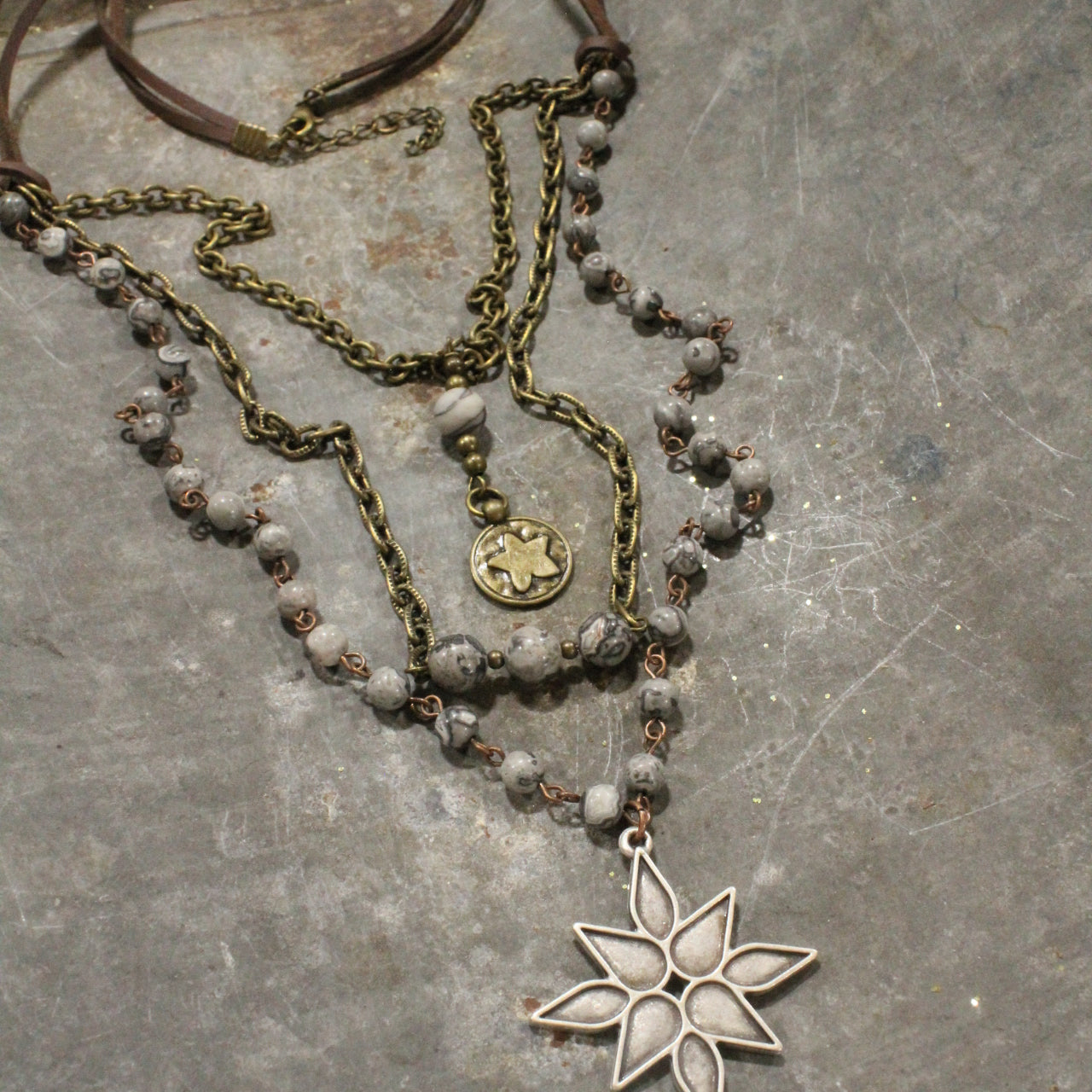 Mixed Metals Falling Stars Layered Necklace