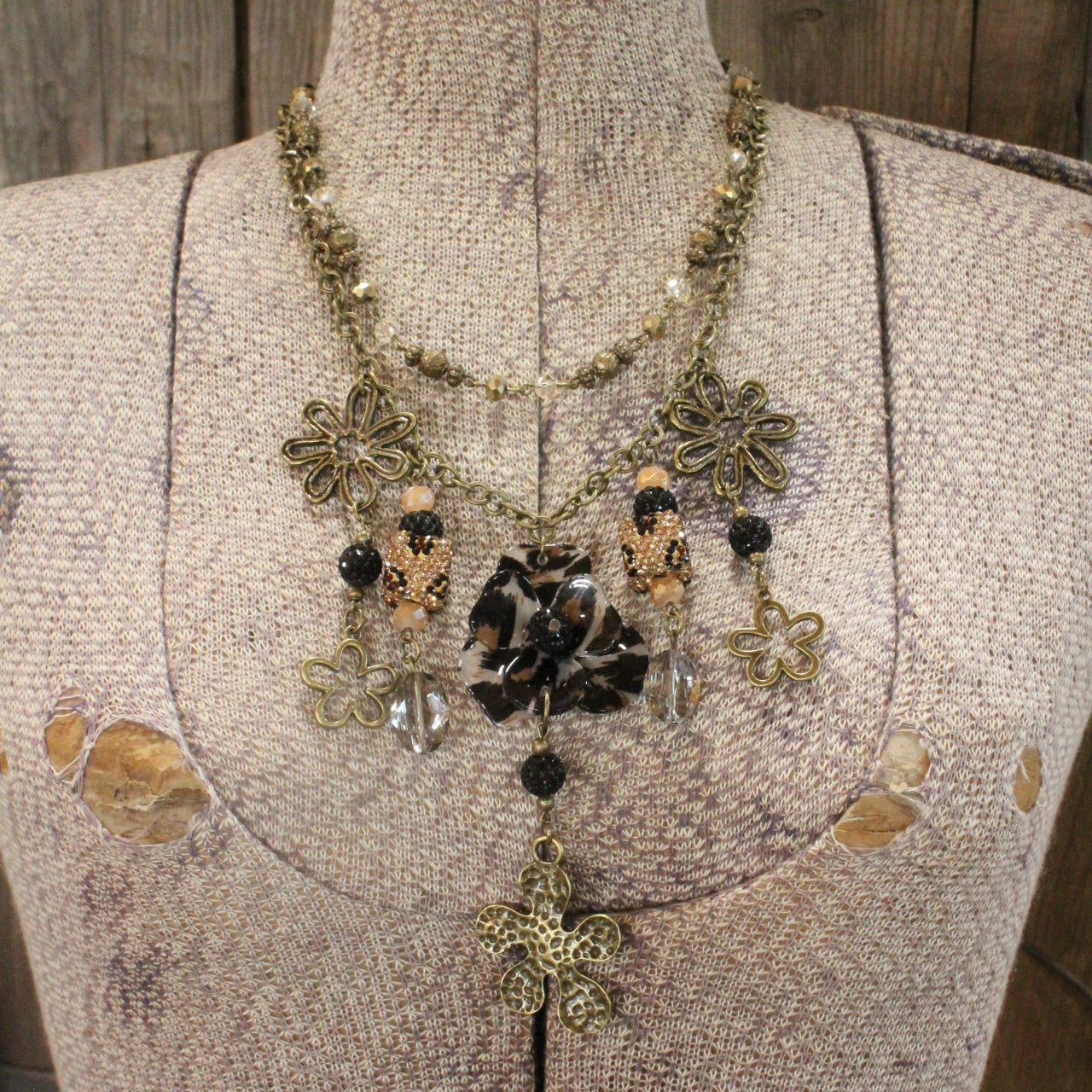 I See Leoopard Flower Layered Necklace