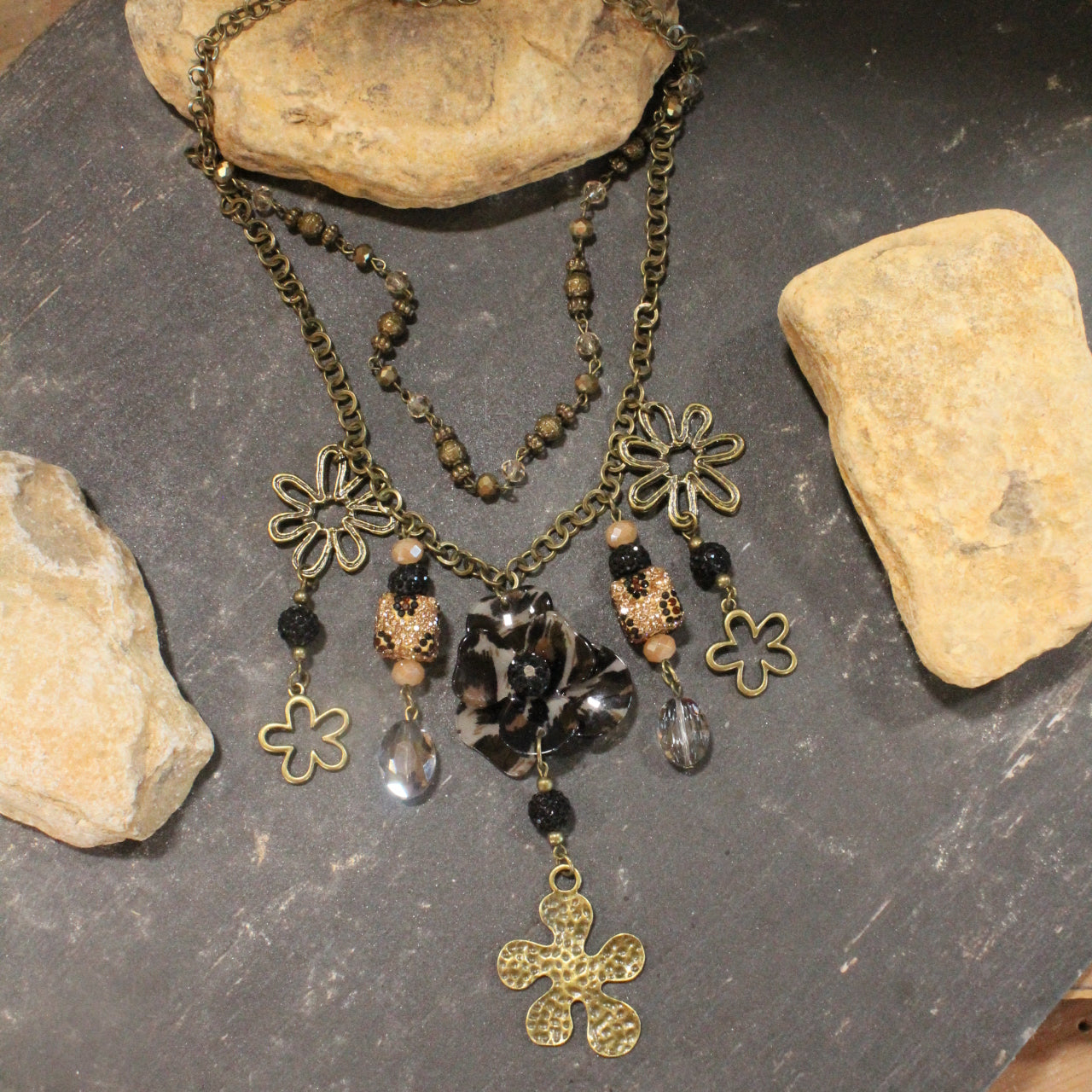 I See Leoopard Flower Layered Necklace