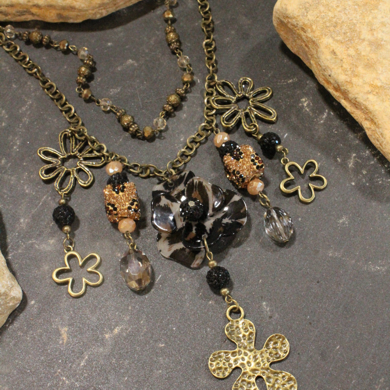 I See Leoopard Flower Layered Necklace