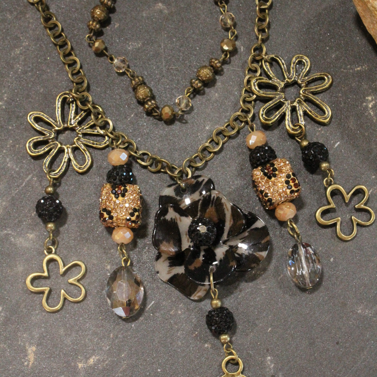 I See Leoopard Flower Layered Necklace