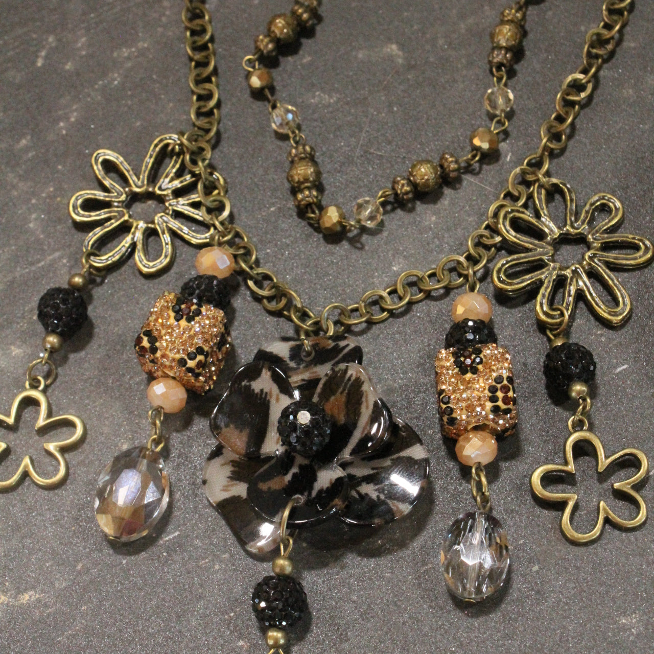 I See Leoopard Flower Layered Necklace