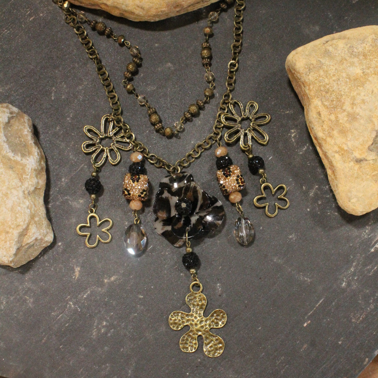 I See Leoopard Flower Layered Necklace
