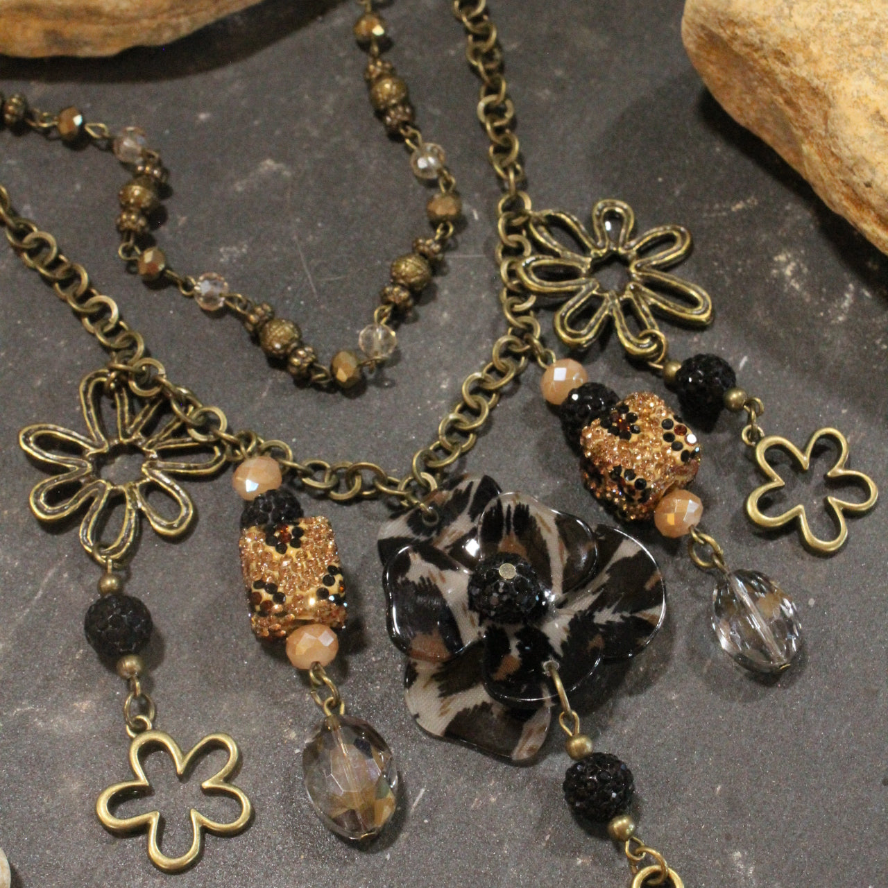 I See Leoopard Flower Layered Necklace