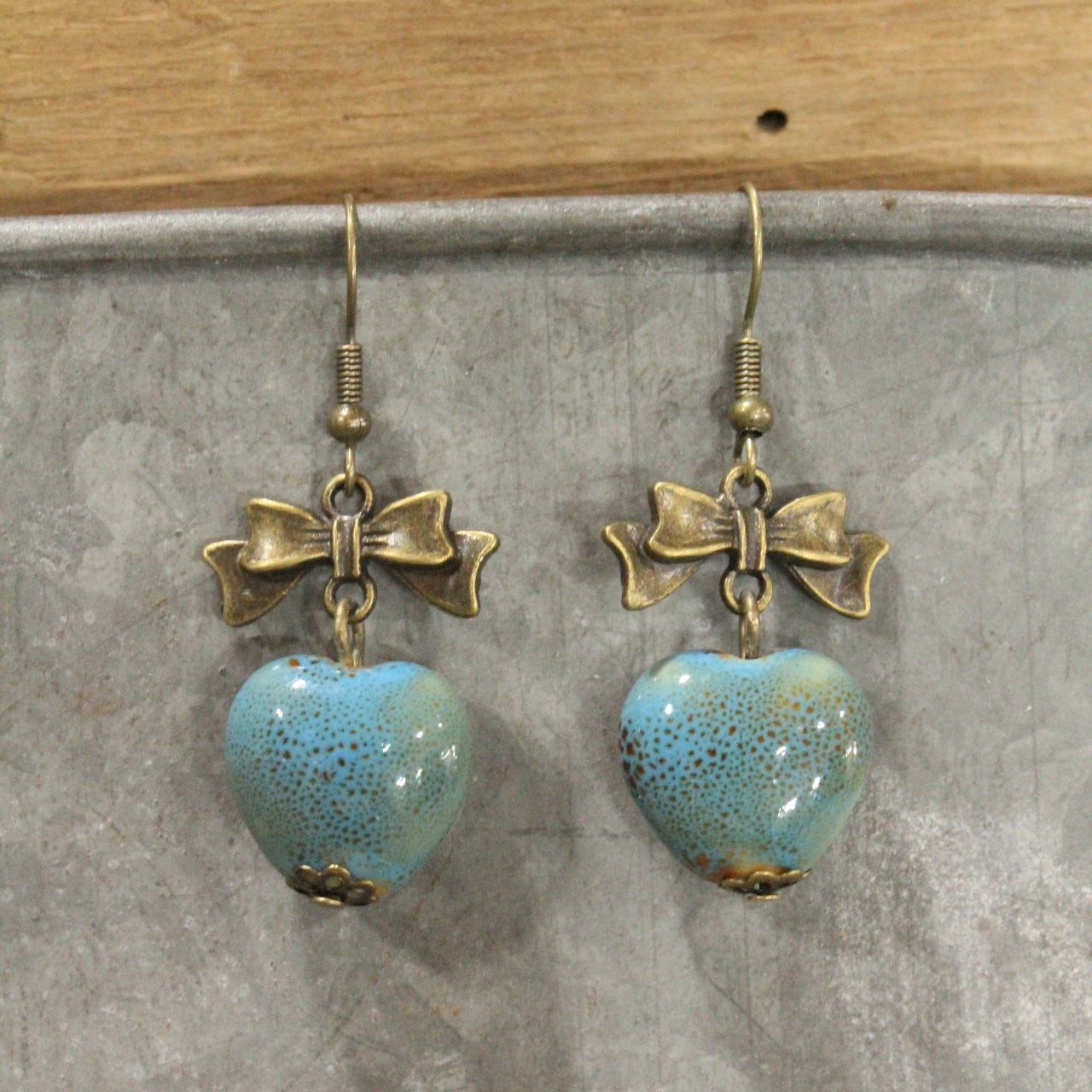 Heart Of Stone Blue Love Dangle Earrings