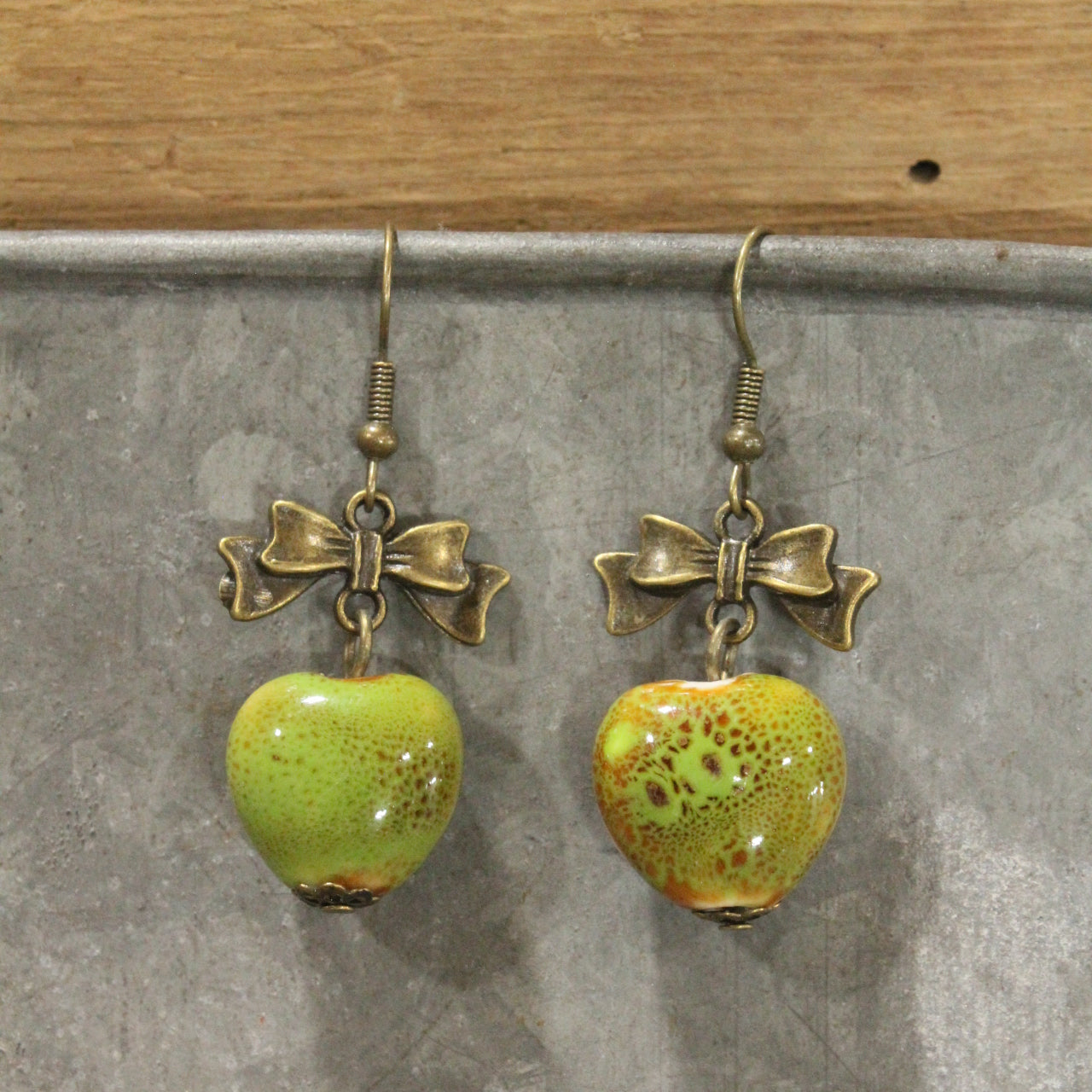 Heart Of Stone Green Love Dangle Earrings