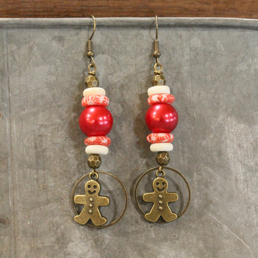 Gingerbread Candy Man Dangle Earrings