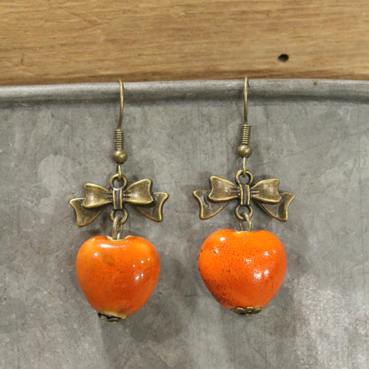 Heart Of Stone Orange Crush Love Dangle Earrings